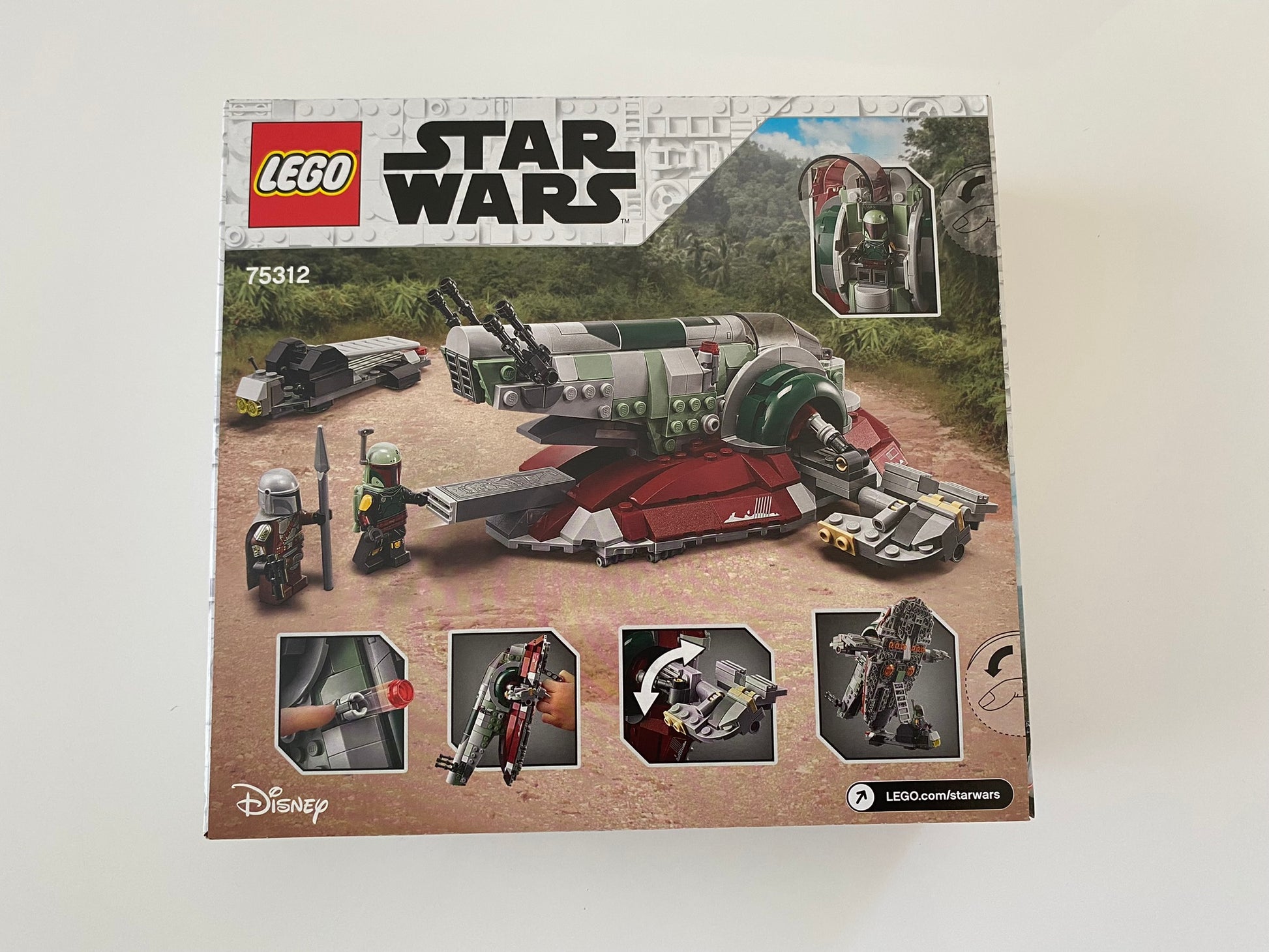 LEGO Star Wars Boba Fetts Starship (75312) Set mit Minifiguren von Boba Fett und Beskar Mandalorianer. Detailreiches Slave I Raumschiff mit beweglichen Flügeln und drehbarer Kabine. Baubare Modellkulisse der Star Wars Galaxis. 593 Teile für spannende Nachbildungen aus der Saga.