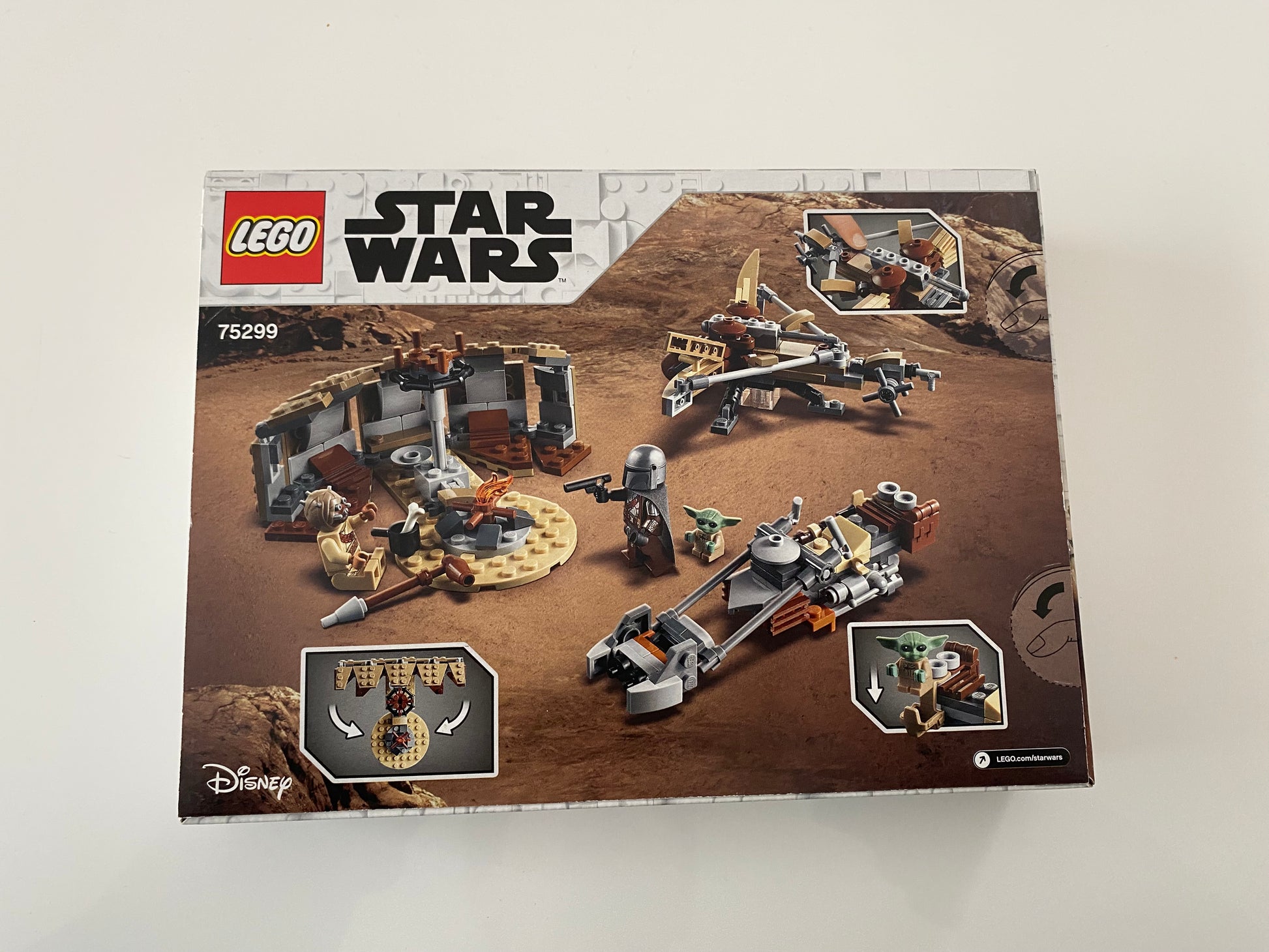 LEGO Star Wars Ärger auf Tatooine (75299), Minifiguren von The Mandalorian (Din Djarin) und Grogu (Baby Yoda), baubares Modell eines Tusken Raiders und eines speeder bike, 277 Teile.